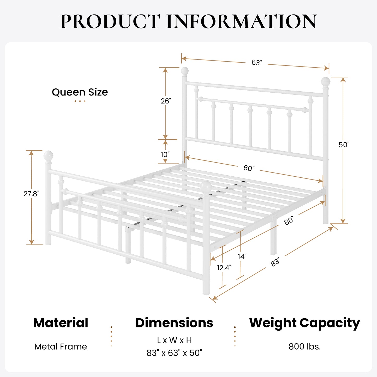 Sha Cerlin Metal Platform Bed Frame with Vintage Headboard