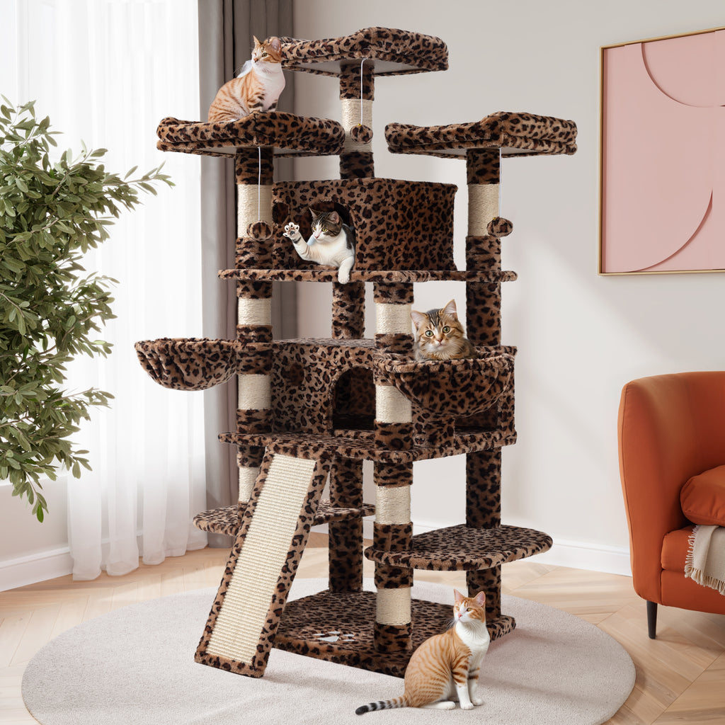 Tall Cat Tree for Large Cats, 68 Inches Multi-Level Cat Tower