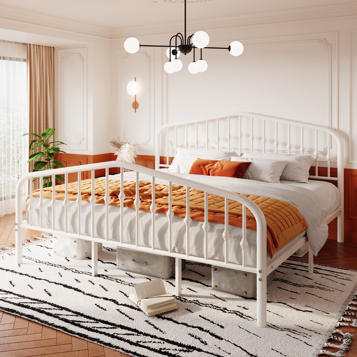SHA CERLIN Platform Metal Bed Frame with Victorian Vintage Headboard, Adult