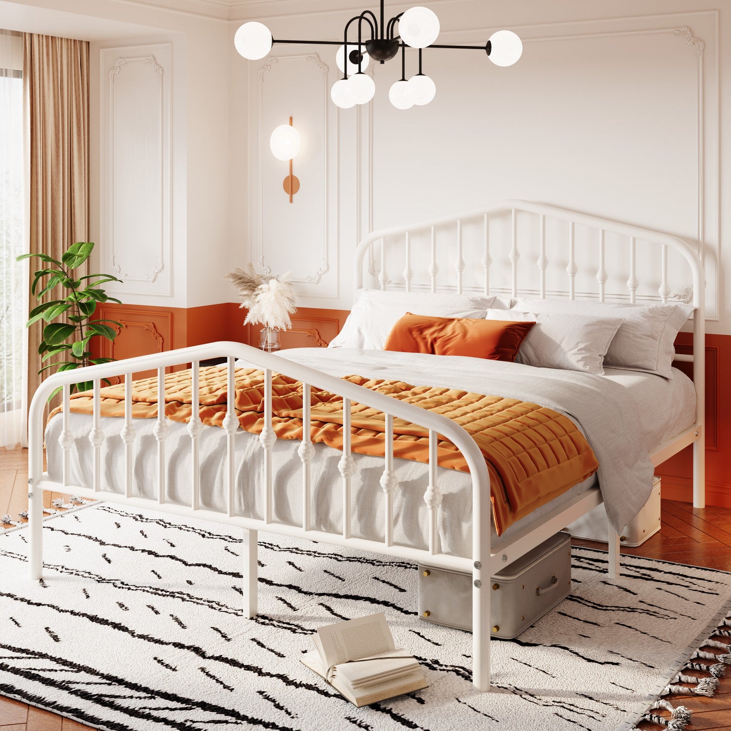 SHA CERLIN Platform Metal Bed Frame with Victorian Vintage Headboard, Adult
