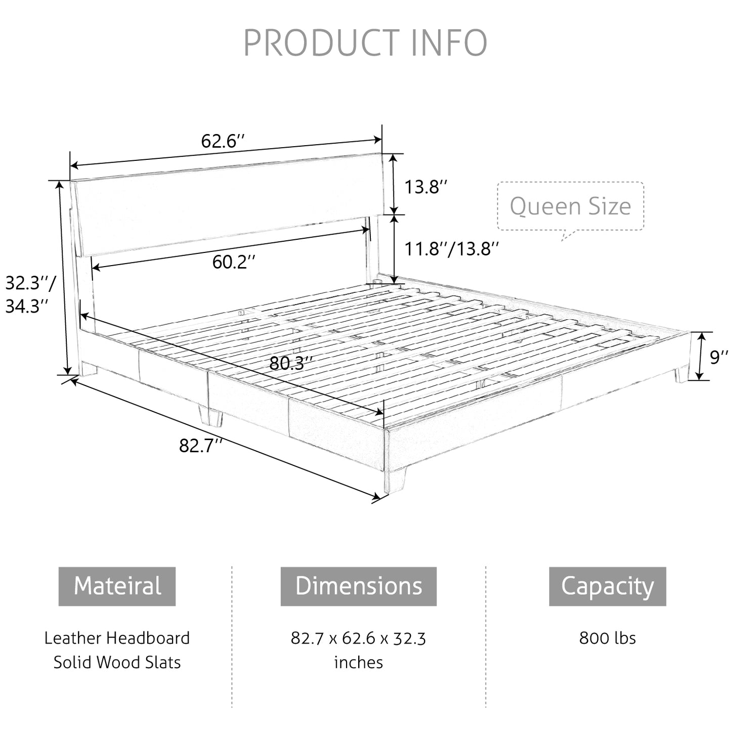 Upholstered Bed Frame with Adjustable Headboard