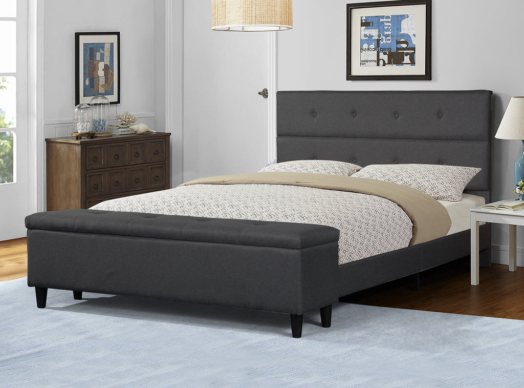 Upholstered Bed with Storage End of Bed Bench,Bed with Bench