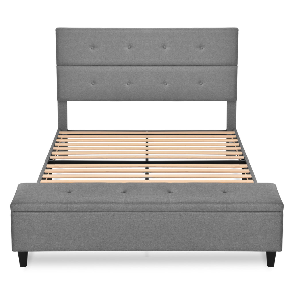 Upholstered Bed with Storage End of Bed Bench,Bed with Bench