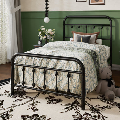 SHA CERLIN Metal Platform Bed Frame with Victorian Style Iron-Art Headboard and Footboard, Easy Assembly, Under Bed Storage, No Box Spring Required