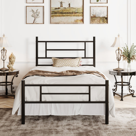 SHA CERLIN Metal Bed Frame, Modern Platform Bed with Headboard and Footboard, 12.5" Under Bed Storage Space, Heavy Duty Bed Frame, No Box Spring Required