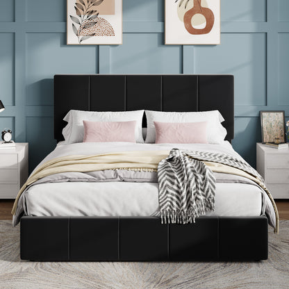 SHA CERLIN Bed Frame, Velvet Upholstered Platform Bed, Vertical Channel Tufted Adjustable Headboard, Low Profile Bed Frame, No Box Spring Needed, Easy Assembly
