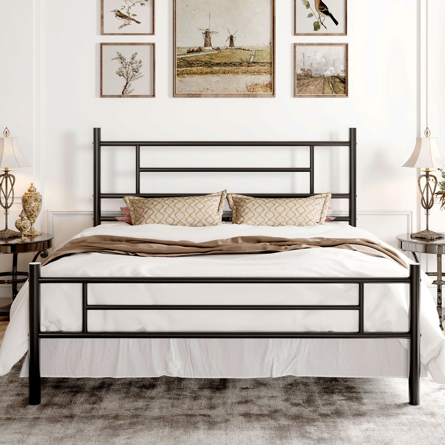 SHA CERLIN Metal Bed Frame, Modern Platform Bed with Headboard and Footboard, 12.5" Under Bed Storage Space, Heavy Duty Bed Frame, No Box Spring Required