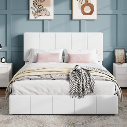 SHA CERLIN Bed Frame, Velvet Upholstered Platform Bed, Vertical Channel Tufted Adjustable Headboard, Low Profile Bed Frame, No Box Spring Needed, Easy Assembly