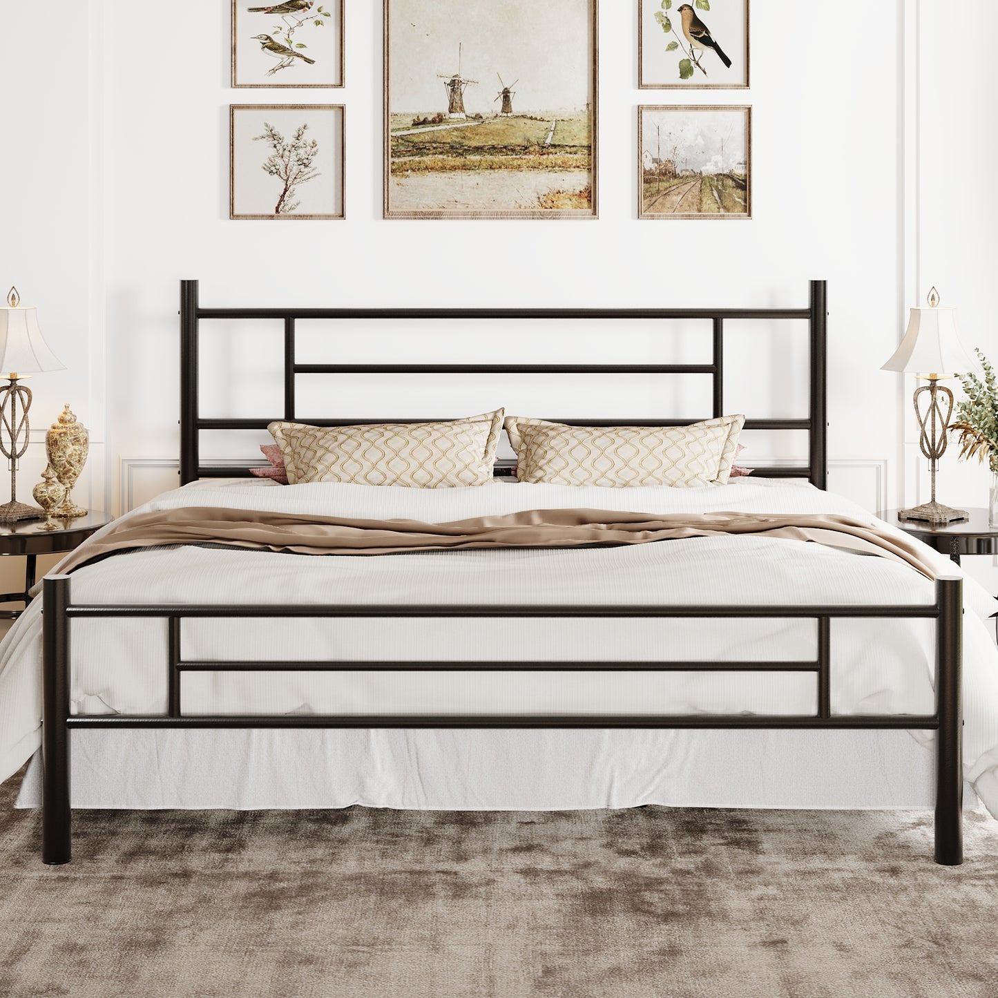 SHA CERLIN Metal Bed Frame, Modern Platform Bed with Headboard and Footboard, 12.5" Under Bed Storage Space, Heavy Duty Bed Frame, No Box Spring Required
