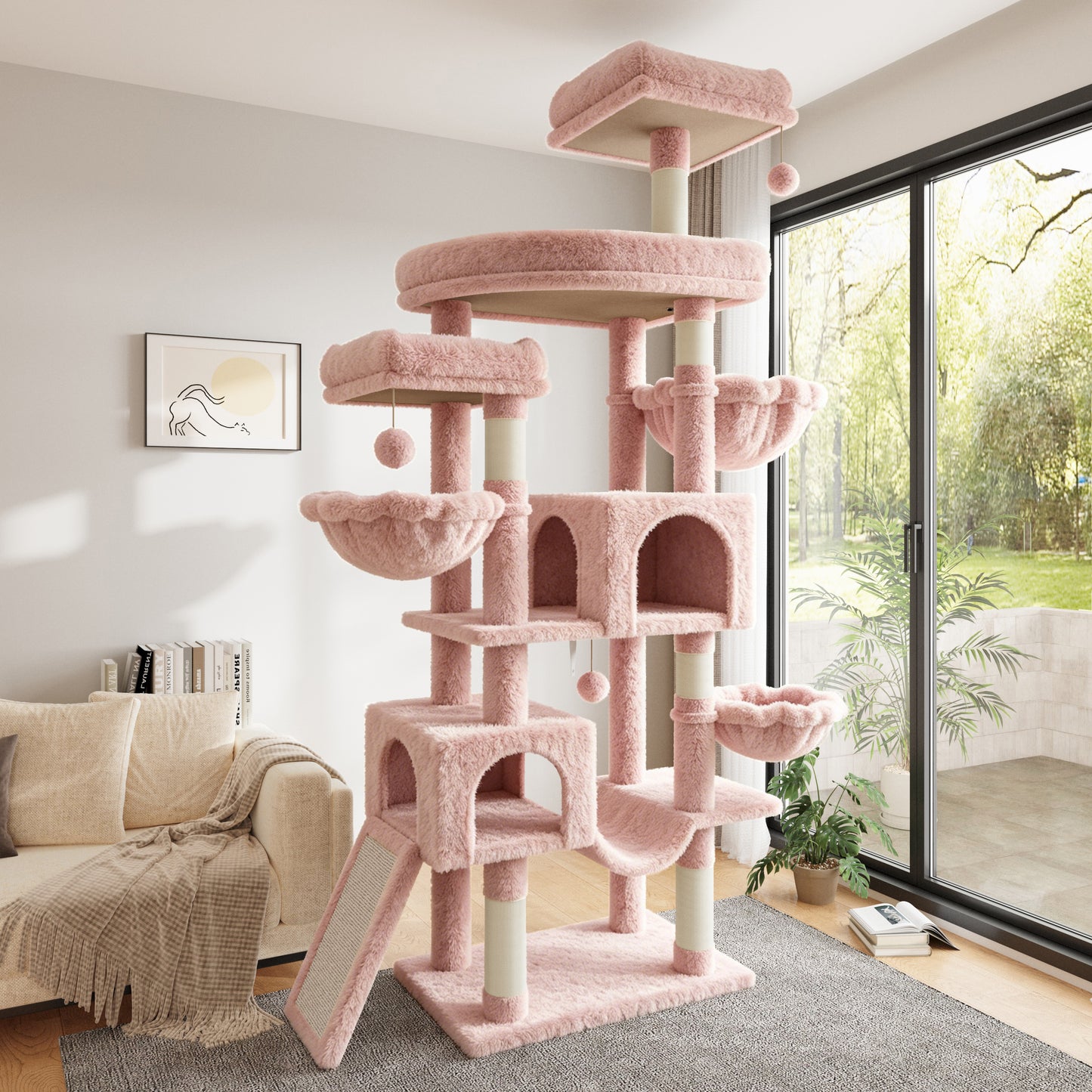 Sha Cerlin 82" Cat Tree Tower, Multi-Level Cat Condo with Plush Perches, Sisal Scratching Posts, Hammock and Toys, Stable Cat Tower for Kittens and Adult Cats