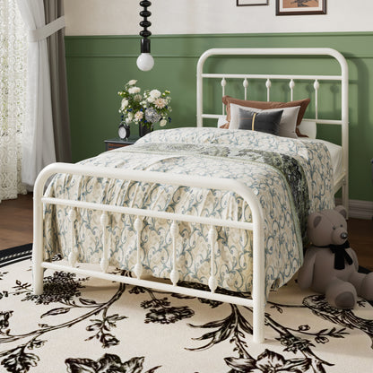 SHA CERLIN Metal Platform Bed Frame with Victorian Style Iron-Art Headboard and Footboard, Easy Assembly, Under Bed Storage, No Box Spring Required