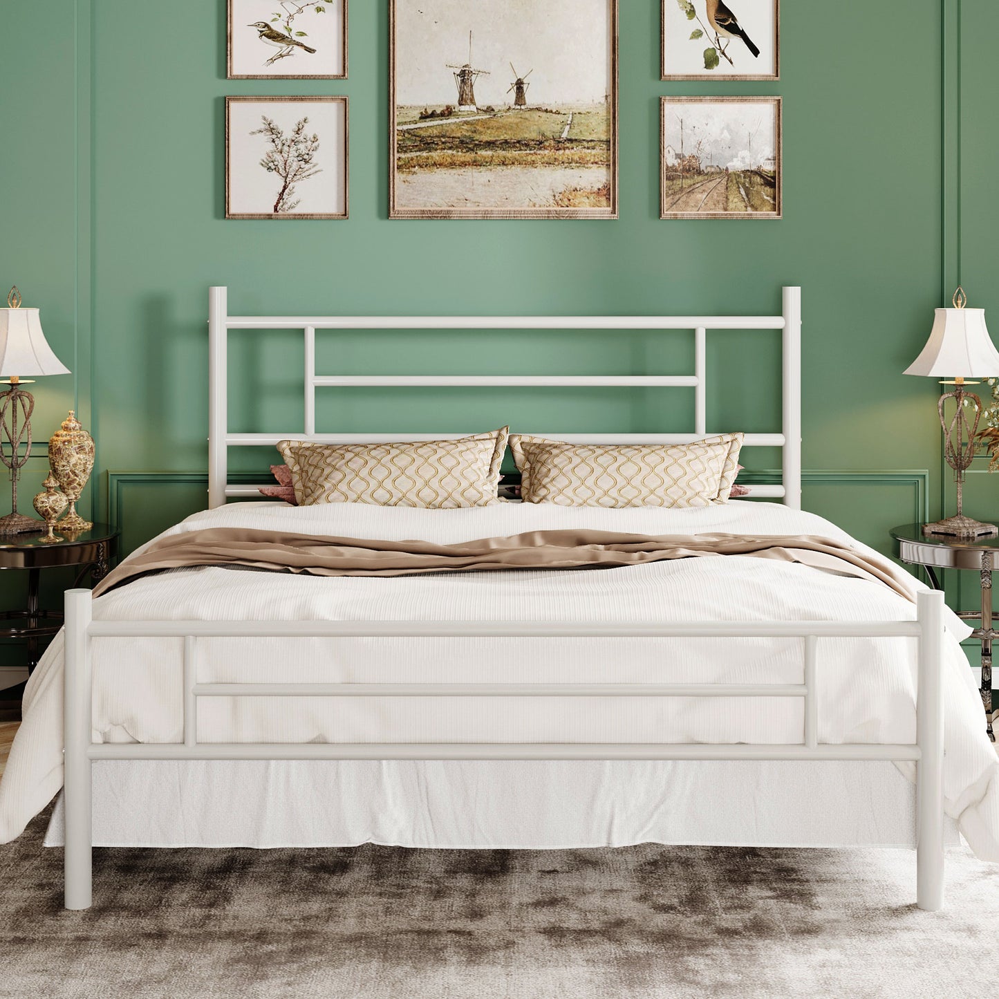 SHA CERLIN Metal Bed Frame, Modern Platform Bed with Headboard and Footboard, 12.5" Under Bed Storage Space, Heavy Duty Bed Frame, No Box Spring Required