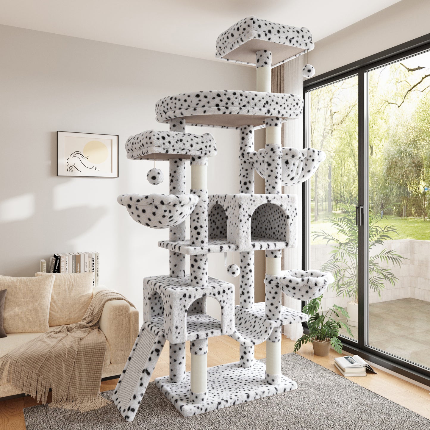 Sha Cerlin 82" Cat Tree Tower, Multi-Level Cat Condo with Plush Perches, Sisal Scratching Posts, Hammock and Toys, Stable Cat Tower for Kittens and Adult Cats
