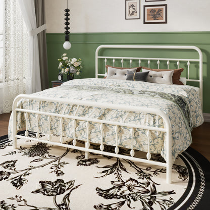 SHA CERLIN Metal Platform Bed Frame with Victorian Style Iron-Art Headboard and Footboard, Easy Assembly, Under Bed Storage, No Box Spring Required