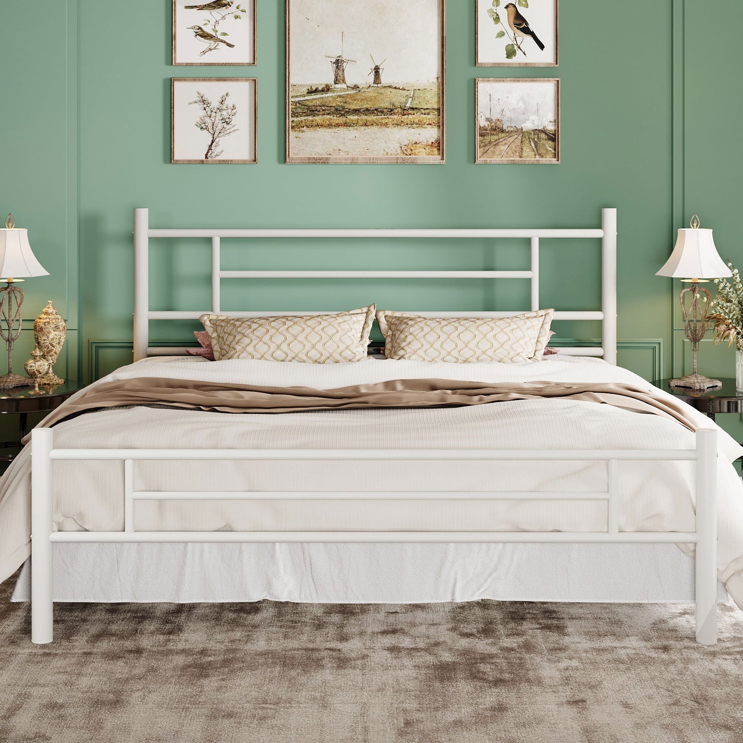 SHA CERLIN Metal Bed Frame, Modern Platform Bed with Headboard and Footboard, 12.5" Under Bed Storage Space, Heavy Duty Bed Frame, No Box Spring Required
