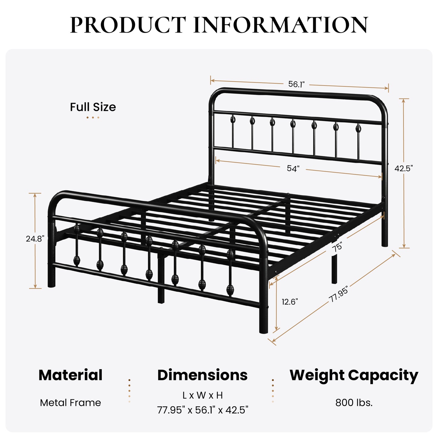 SHA CERLIN Metal Platform Bed Frame with Victorian Style Iron-Art Headboard and Footboard, Easy Assembly, Under Bed Storage, No Box Spring Required
