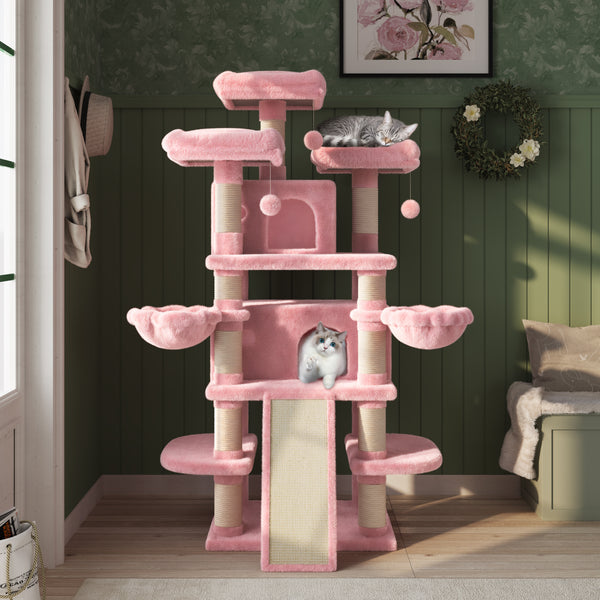 Tall Cat Tree for Large Cats, 68 Inches Multi-Level Cat Tower