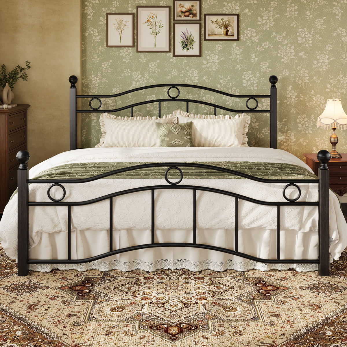 SHA CERLIN Metal Bed Frame, Victorian Vintage Style