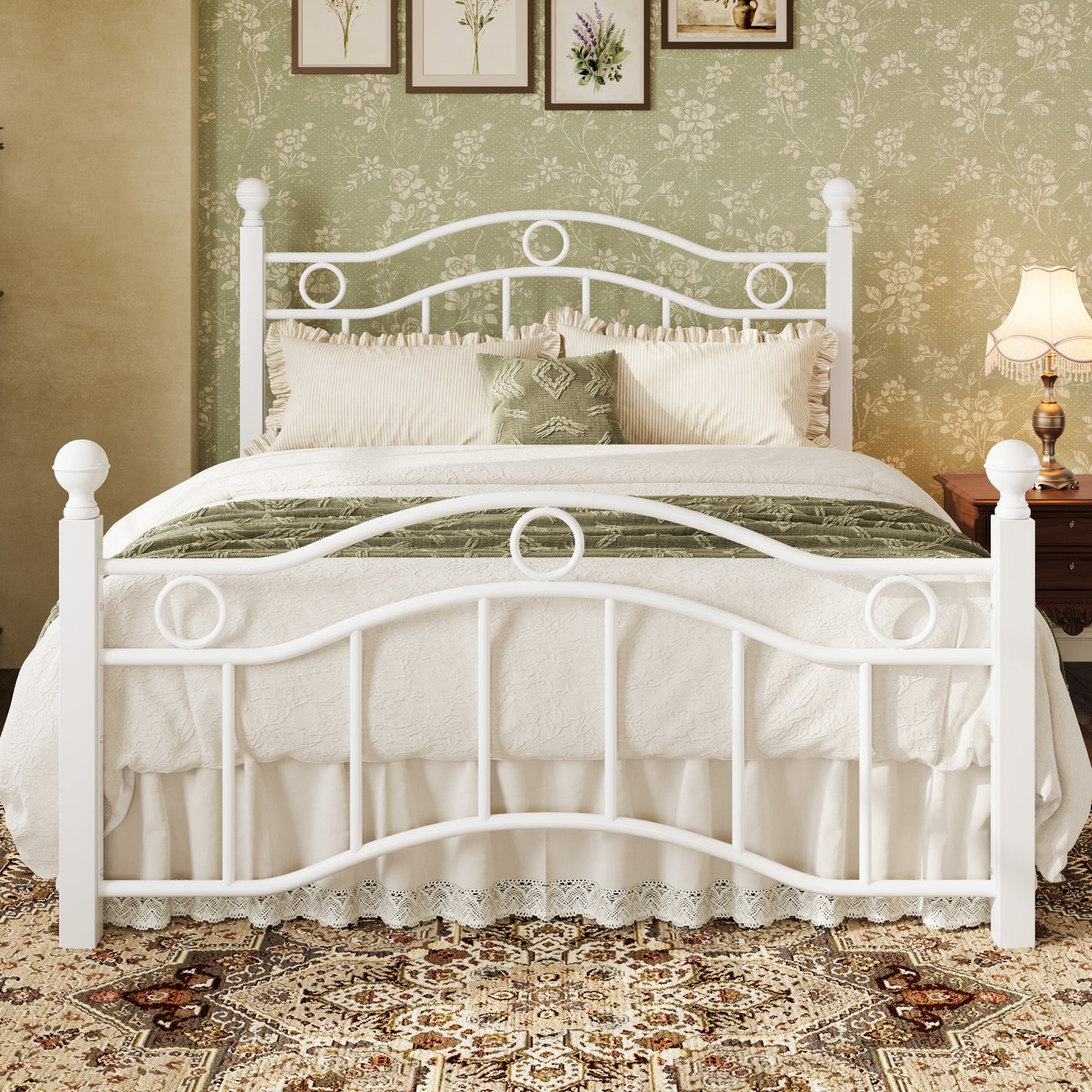 SHA CERLIN Metal Bed Frame, Victorian Vintage Style