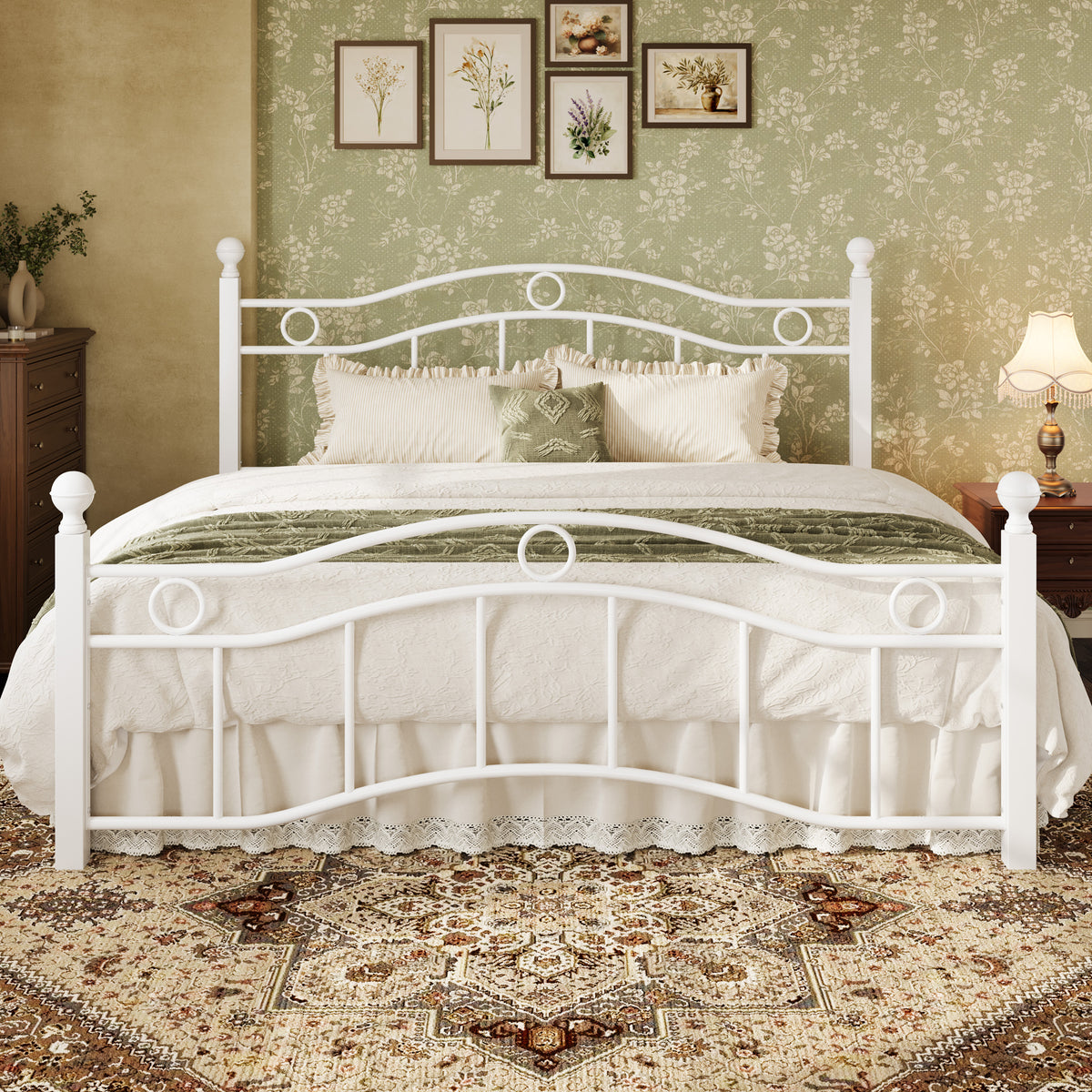 SHA CERLIN Metal Bed Frame, Victorian Vintage Style