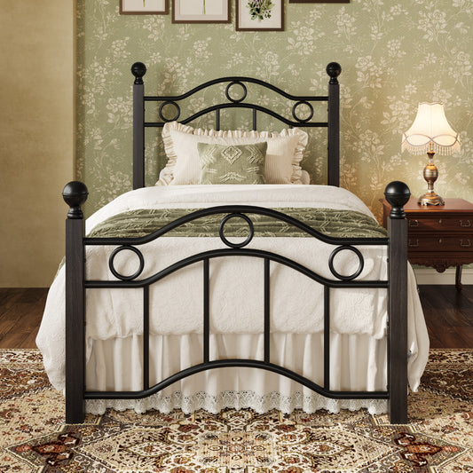 SHA CERLIN Metal Bed Frame, Victorian Vintage Style