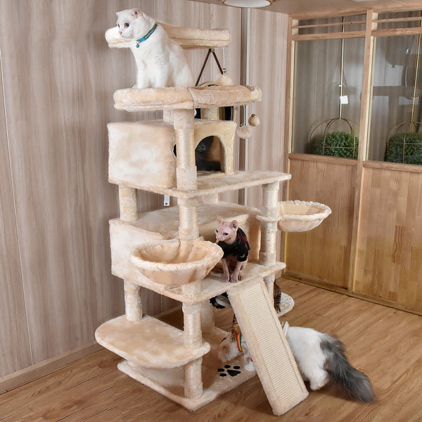 Tall Cat Tree for Large Cats, 68 Inches Multi-Level Cat Tower