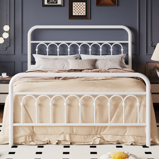 SHA CERLIN  Metal Platform Bed Frame with Headboard and Footboard, Iron Arch Finish, No Box Spring Needed