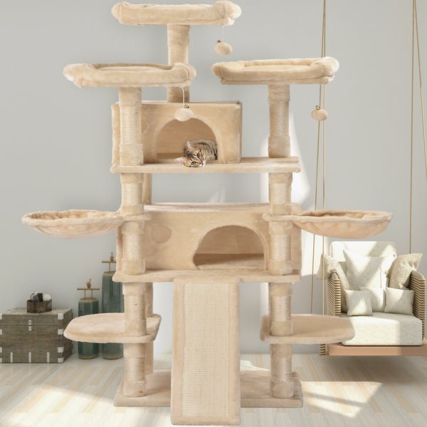 Tall Cat Tree for Large Cats, 68 Inches Multi-Level Cat Tower