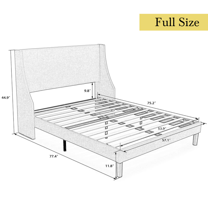 Modern Upholstered Bed with Deluxe Wingback