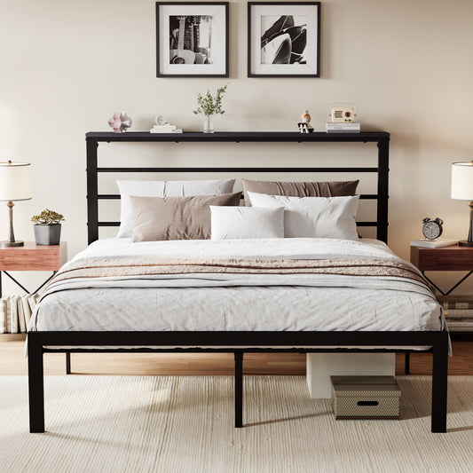 Bed Frame with Headboard Shelf