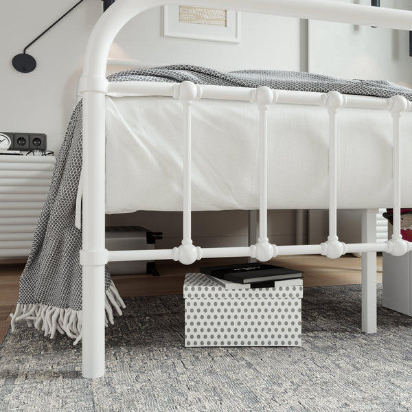 Metal Platform Bed Frame with Headboard and Footboard, Vintage Style Mattress Foundation