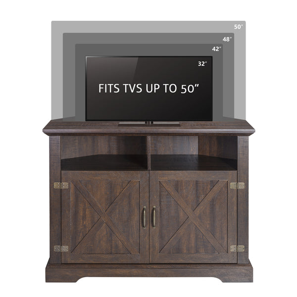 Modern Farmhouse Corner TV Stand for TVs Up to 50 Inches, TV Console Table with Storage Cabinets