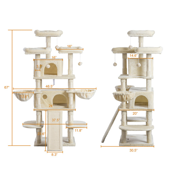 Tall Cat Tree for Large Cats, 68 Inches Multi-Level Cat Tower