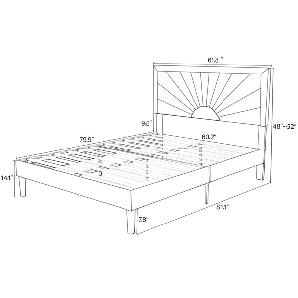 Upholstered Platform Bed with Wood Slat Support