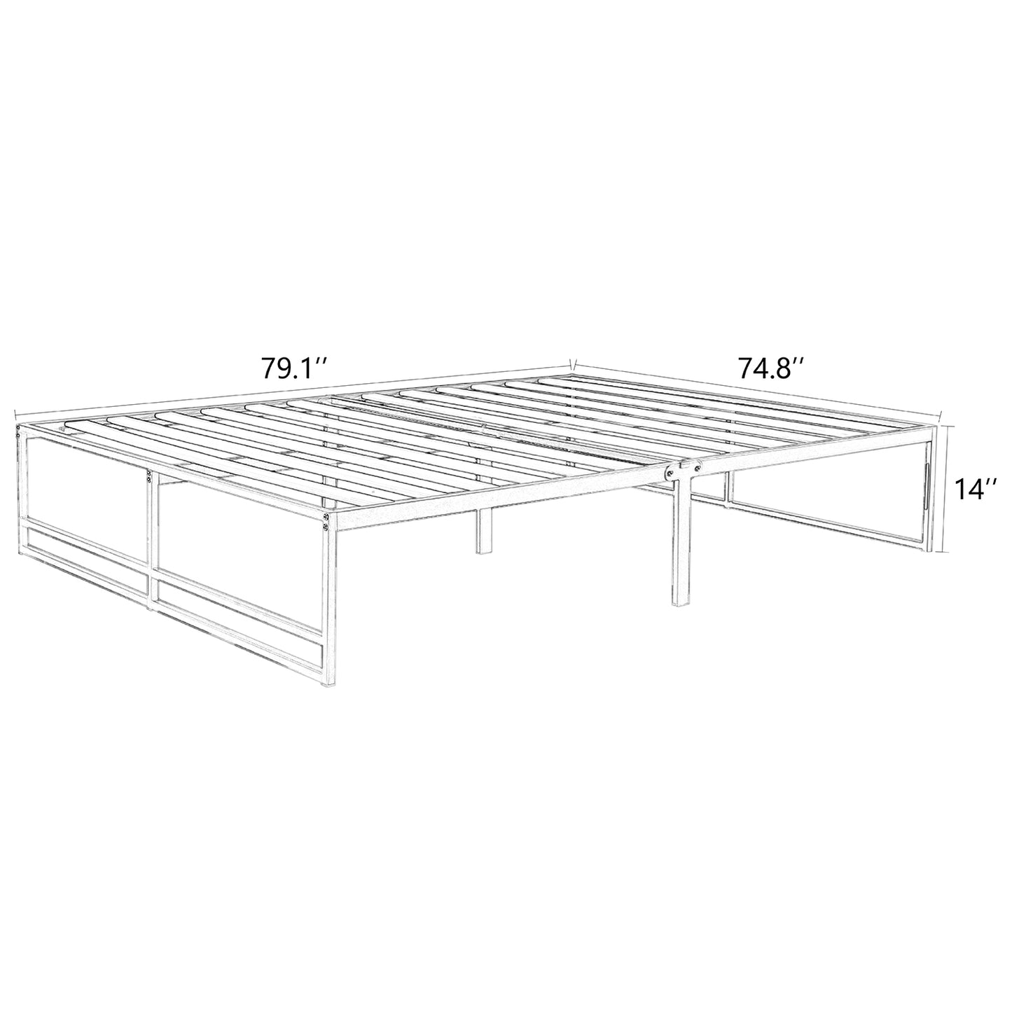 Metal Platform Bed Frame with 14" Under Bed Storage