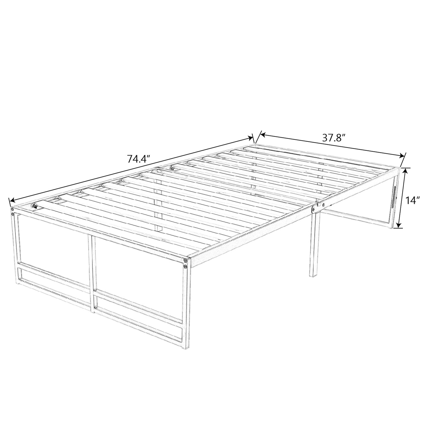 Metal Platform Bed Frame with 14" Under Bed Storage