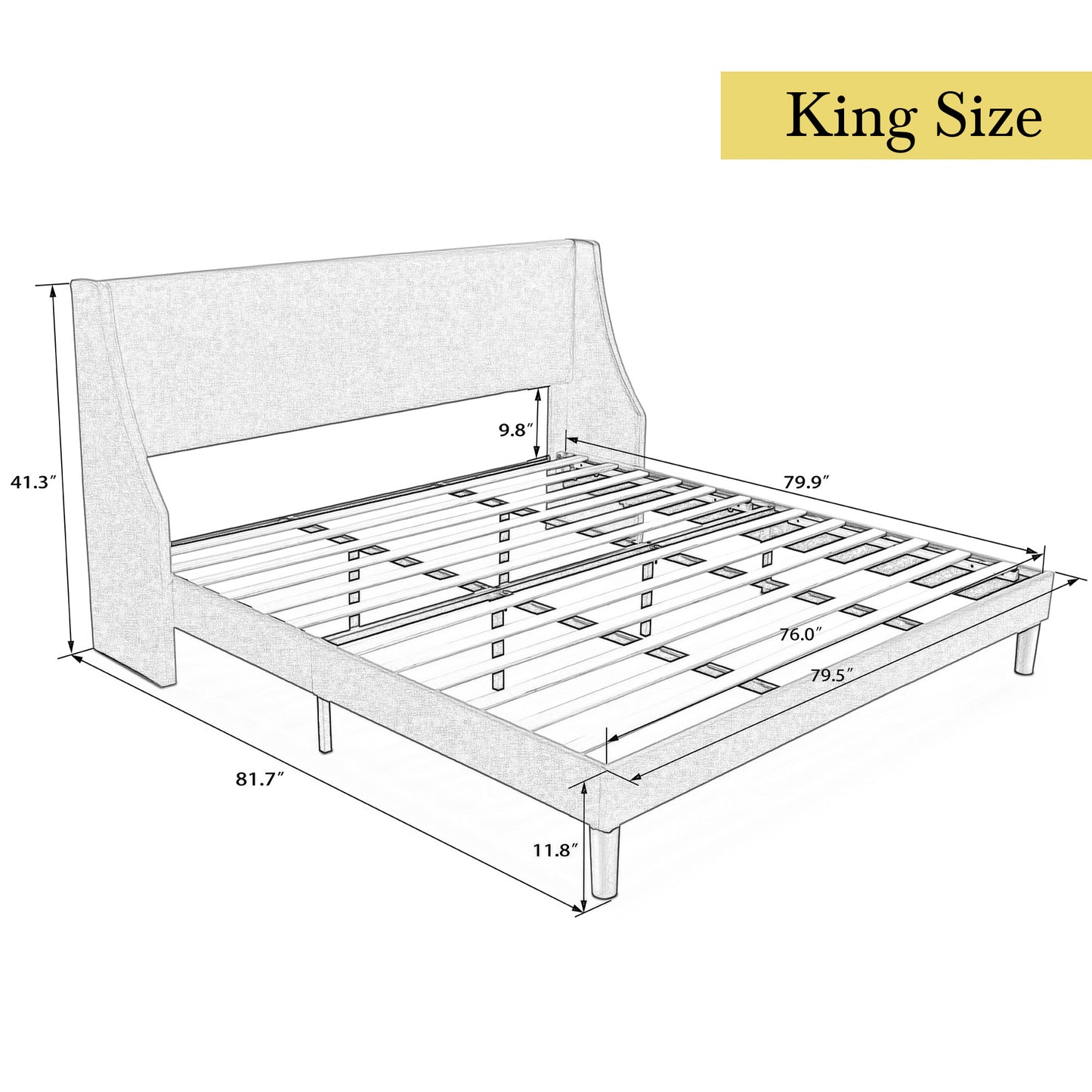 wingback bed frame king