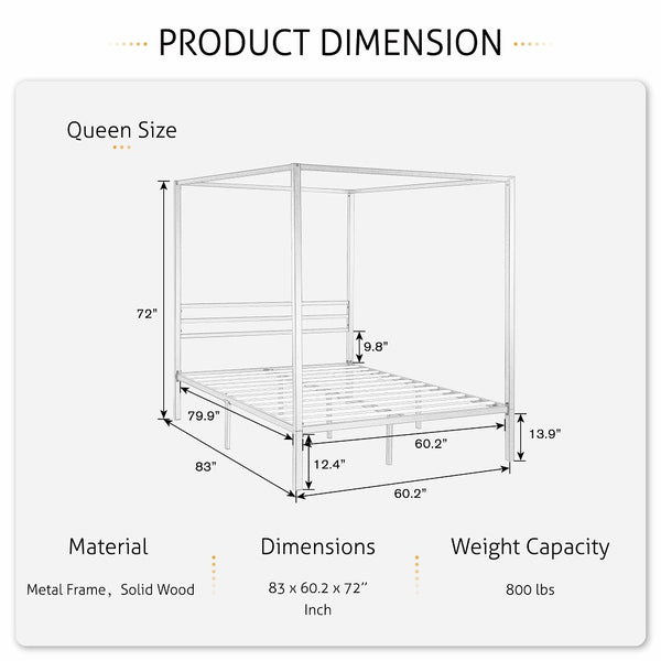 queen size canopy bed frame