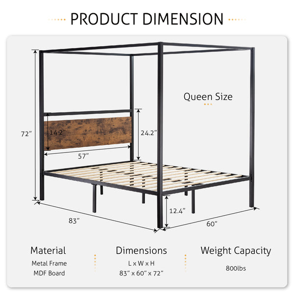 canopy bed frame queen