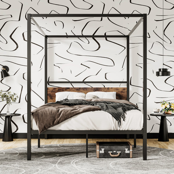 black metal canopy bed