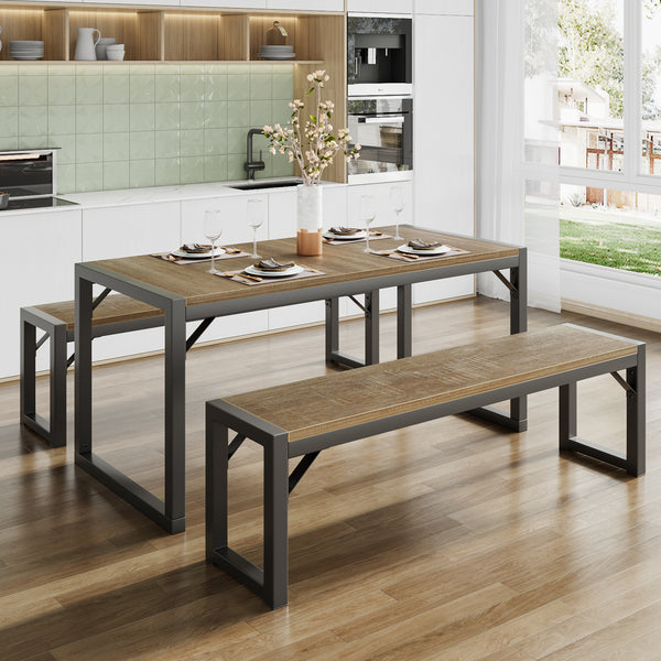 Dining Table Set with 2 Benches – SHA CERLIN