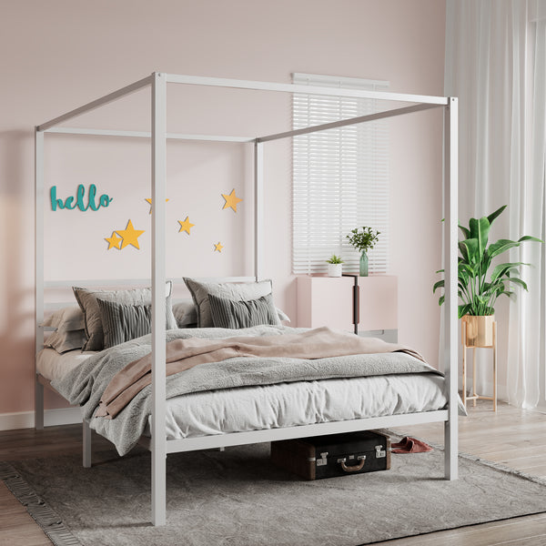 white canopy bed frame