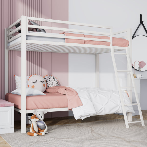 Metal Bunk Beds with Stairs, Twin over Twin Bunk Beds for Kids, Teens, and Adults