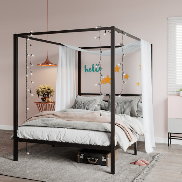 black canopy bed