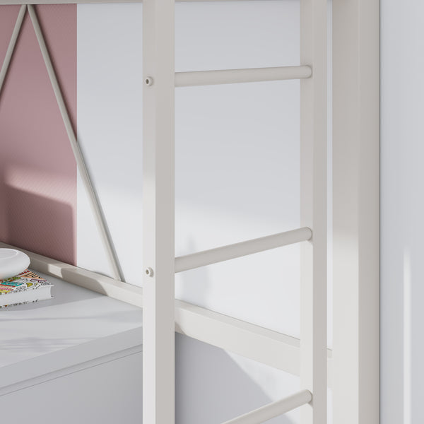 Metal Twin Loft Bed with Stairs & Safety Guardrail