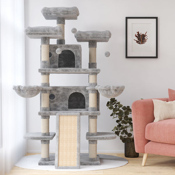 Tall Cat Tree for Large Cats, 68 Inches Multi-Level Cat Tower