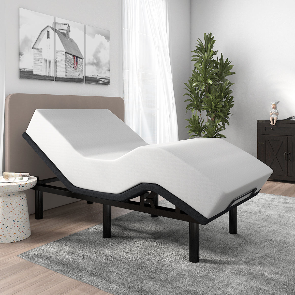 Adjustable Bed Frame Twin XL with Massage, Electric Bed Base Frame with Adjustable Bed Frame Twin XL with Massage, Electric Bed Base Frame with