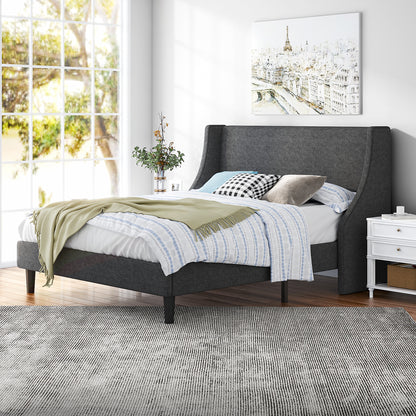 grey wingback bed