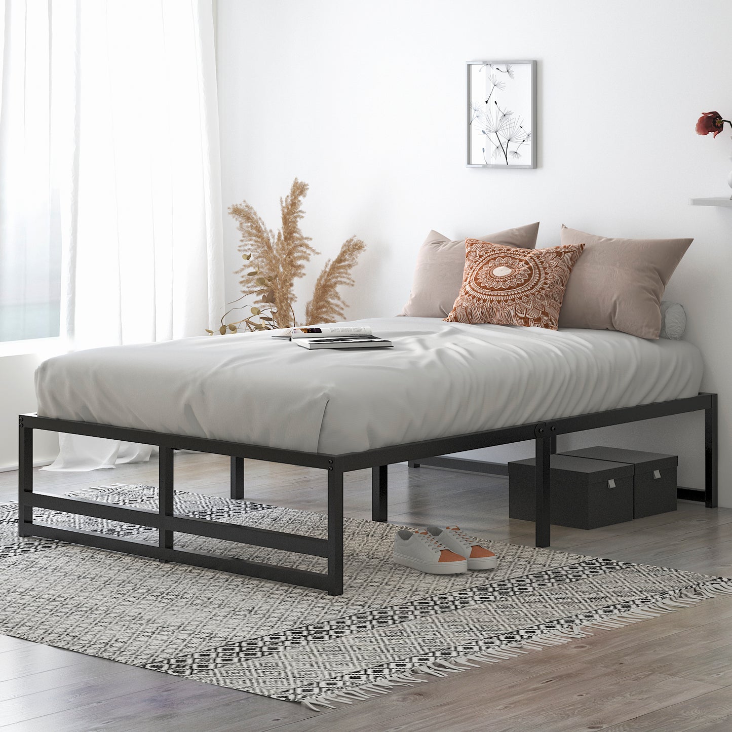 Metal Platform Bed Frame with 14" Under Bed Storage