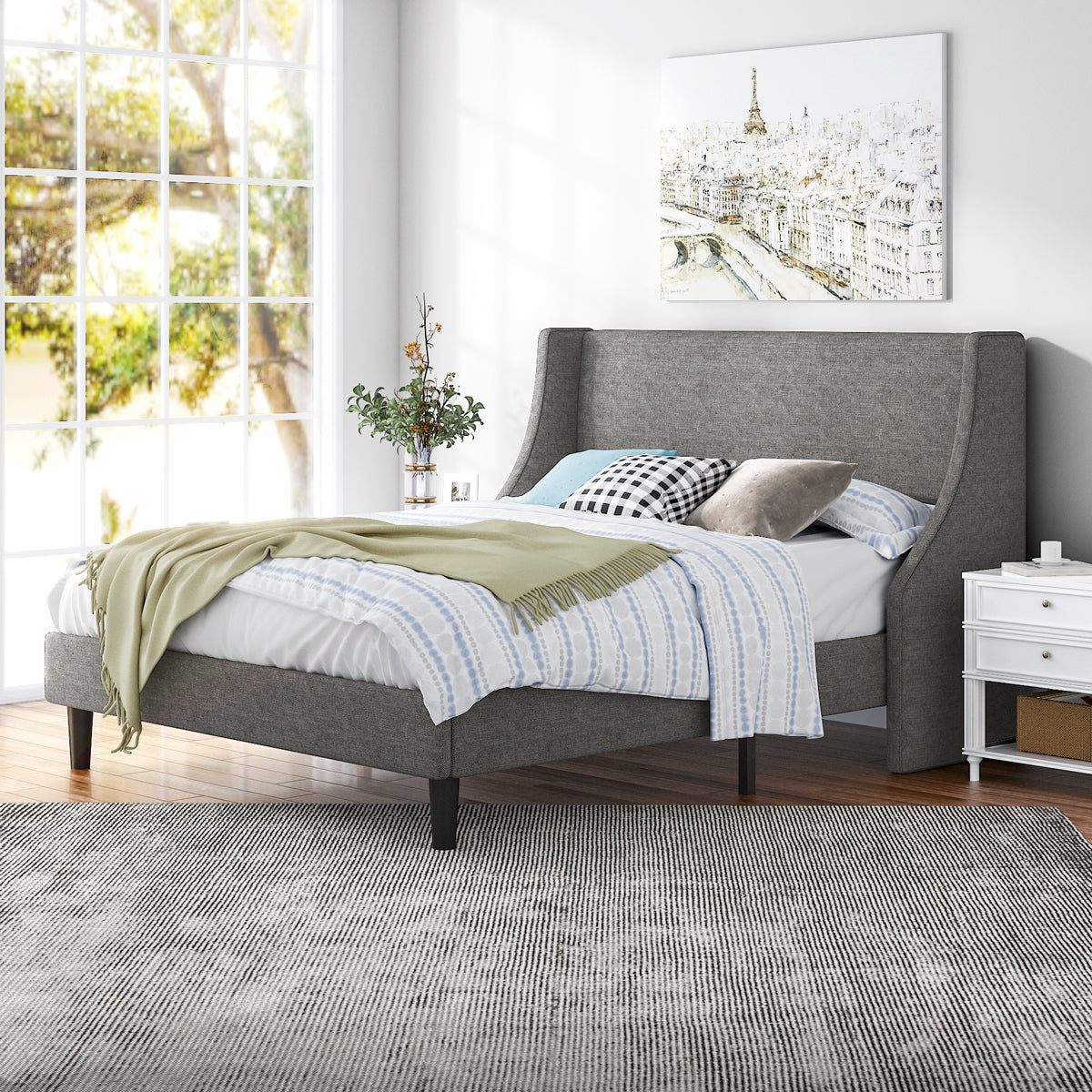 wingback platform bed